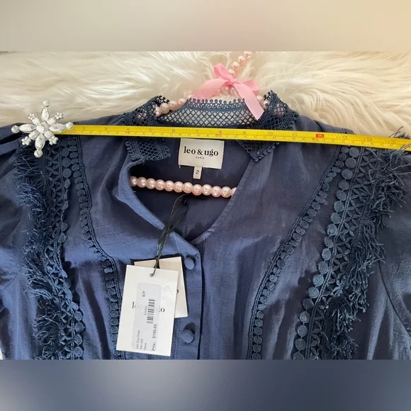 Navy Blue Lace Trim Dress - Picture 13 of 15